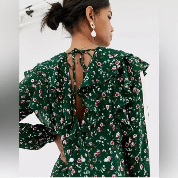 Ghospell Floral Ruffle Hem Maxi Dres - Picture 4 of 13